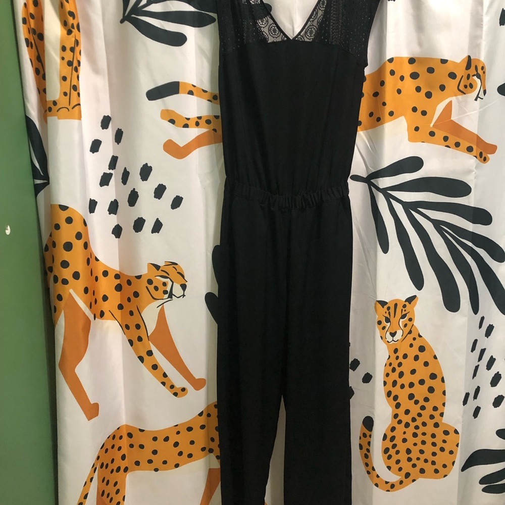 Mossimo Supply Co. Black Lace-Trim Jumpsuit